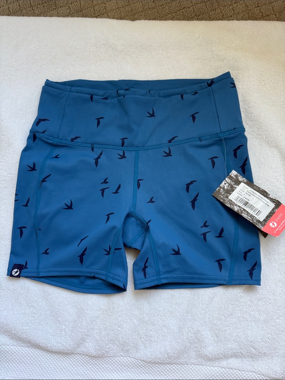 NWT oiselle O-Mazing Stride Shorts- Pacific/Grounded Flying Birds